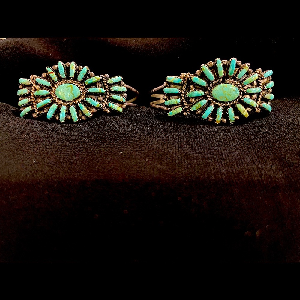Needle point Native American American Sterling Silver Turquoise bracelets